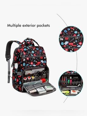 Nurse Doctor HealthCare Clinical Backpack Laptop Work Bag Multiple Pockets